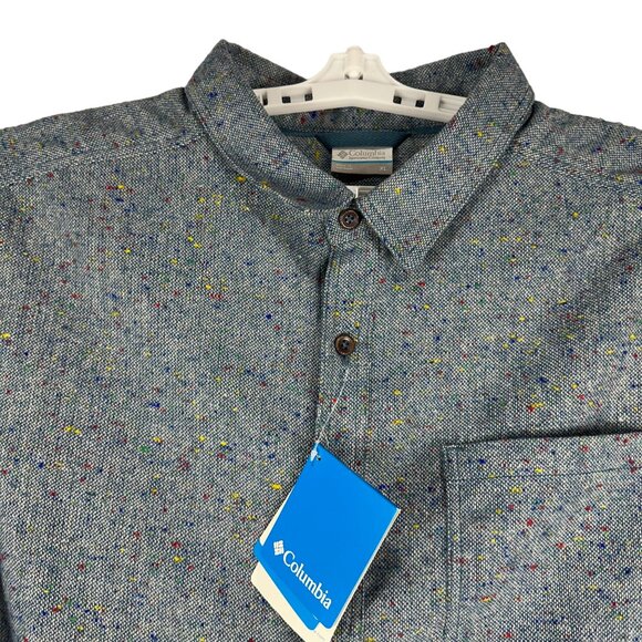 Columbia Glenallen EXS Mens Shirt Jacket Long Sleeve Splatter Blue XL - Picture 7 of 13